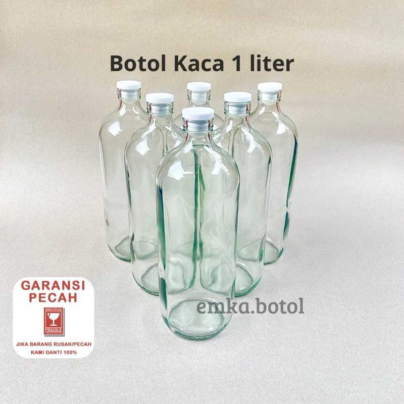 Botol kaca 1 liter - botol bensin | botol minum | botol minyak | botol jamu