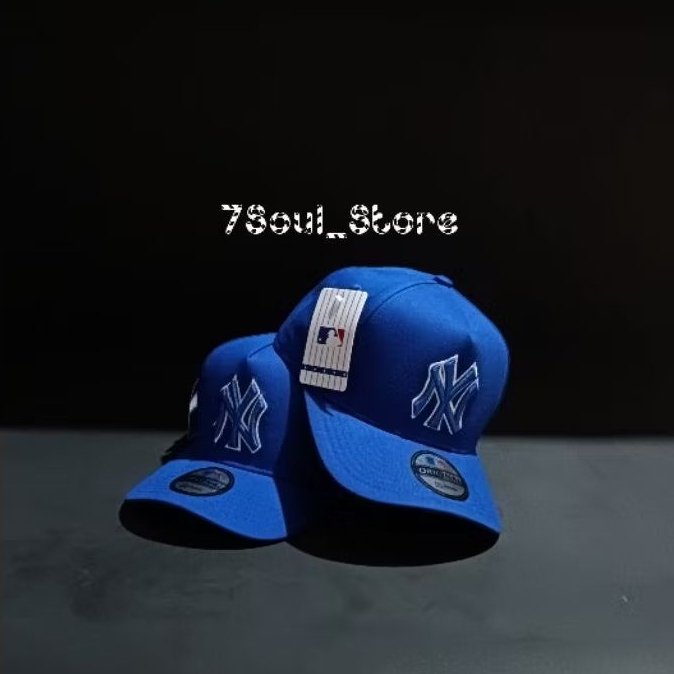 Topi New York NY Yankees Biru List Putih / Topi Baseball Unisex MLB Best Seller Premium
