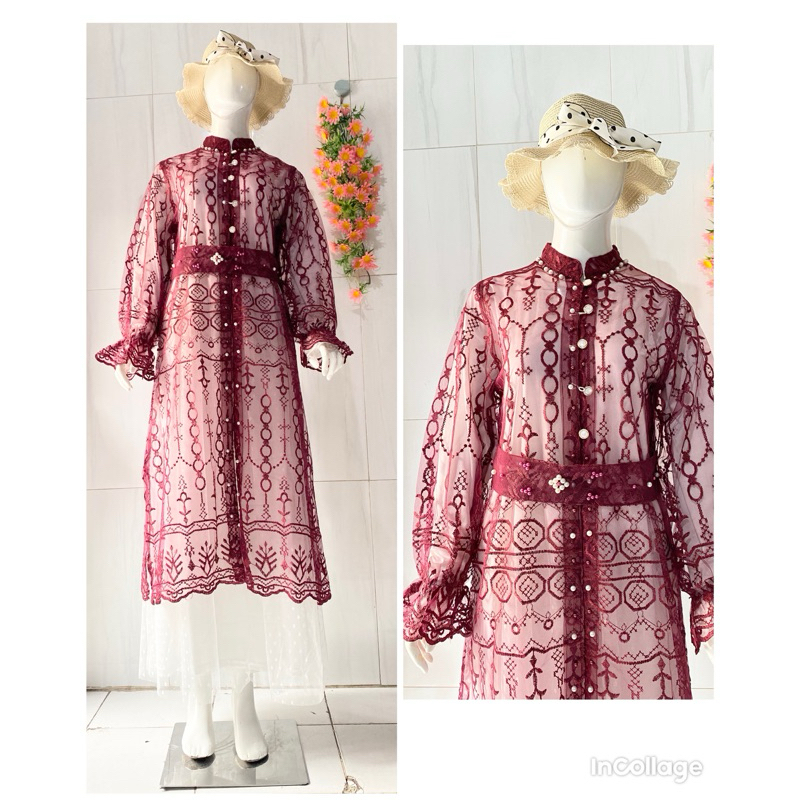 gamis lebaran gamis kondangan gamis outer brukat gamis rompi brukat gamis tile dot