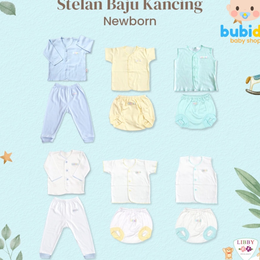 Terbaru  LIBBY Setelan Baju Bayi celana pendek Super Halus NBL  Set Kaos Newborn Pakaian Baju Baby l