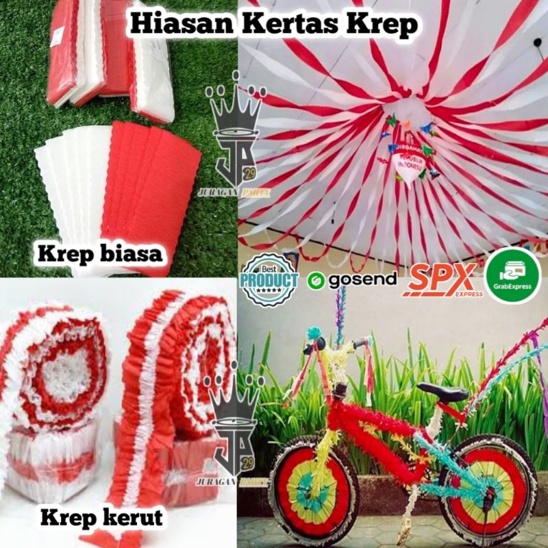 

(Kemerdekaan)Kertas Krep Merah Putih,Kertas krep potong,Kertas Krep Serut, Dekorasi Agustusan