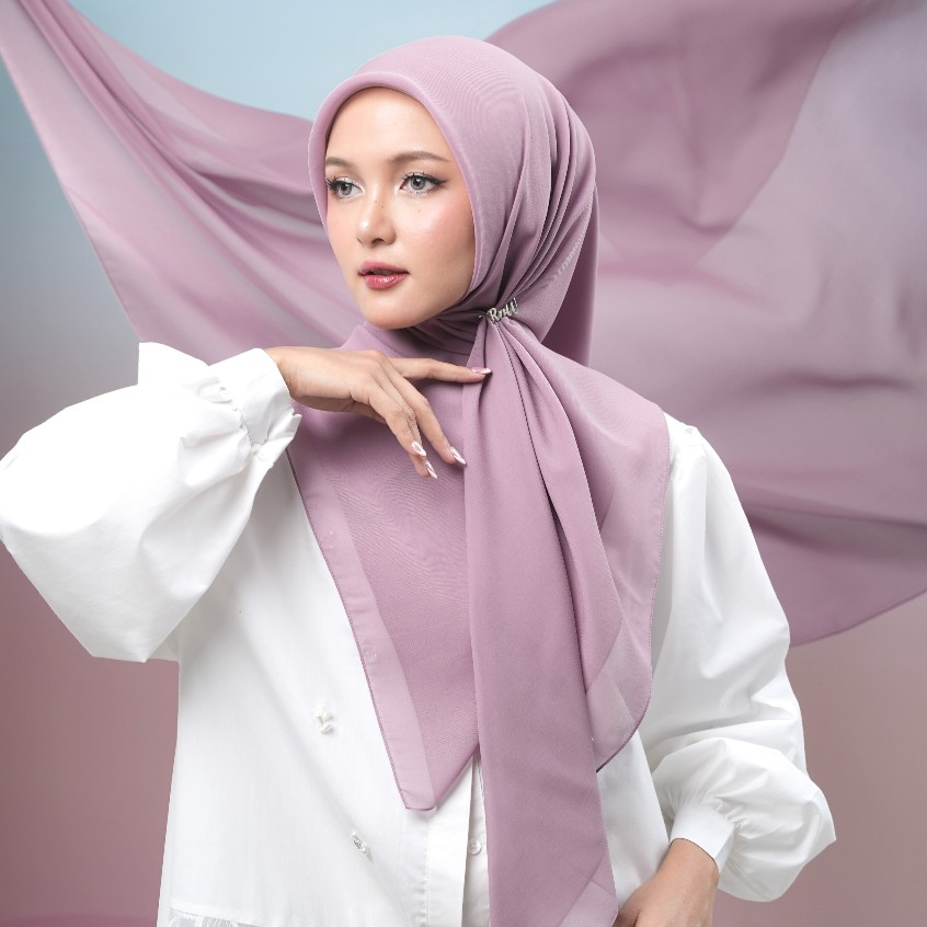 RnW Sabilla Square Plain Hijab Pollycotton - Hijab Segiempat Bella Square