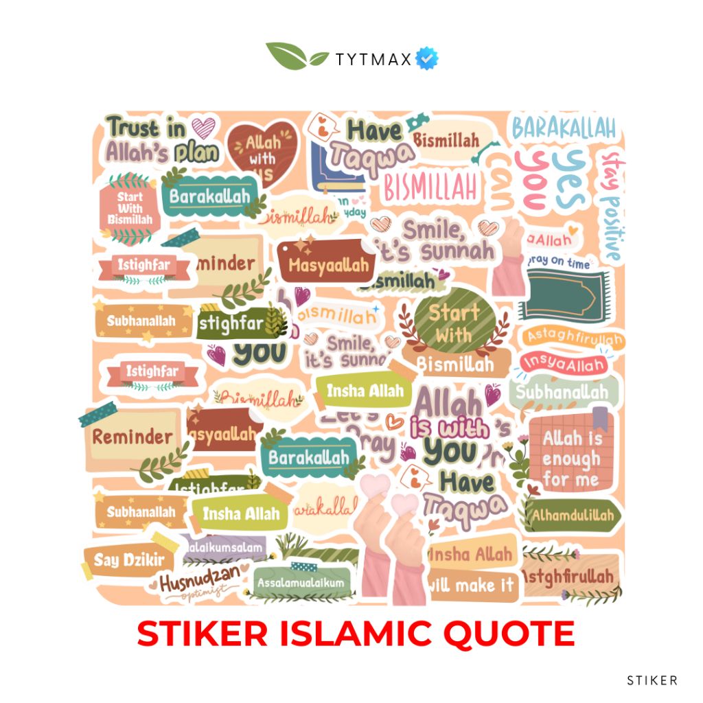 

STIKER ISLAMIC QUOTE bahan Vynil | stiker tumblr | stiker koper | 42 PCS STIKER