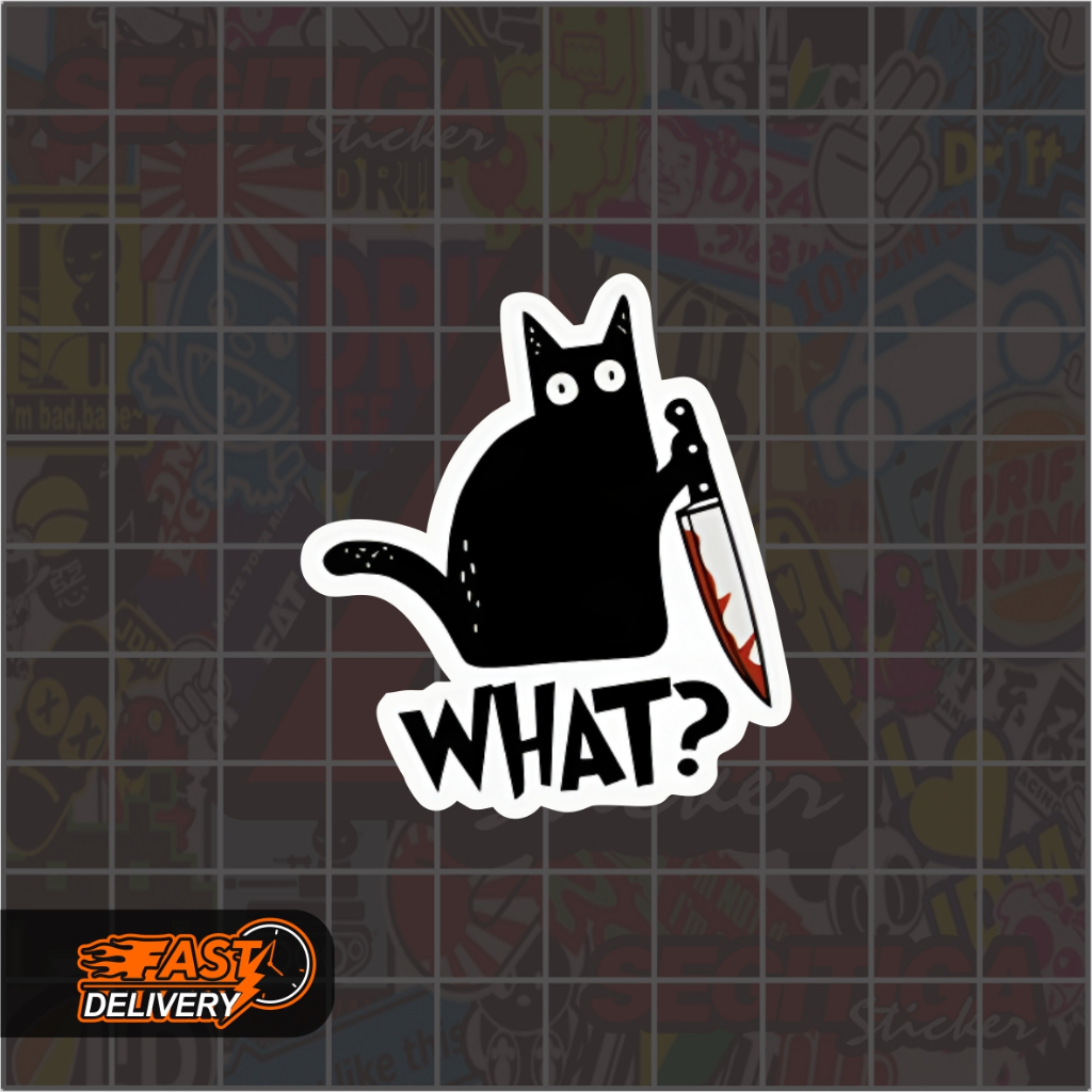

Sticker Suspicious Black Cat Ukuran 4.5 x 5 Cm