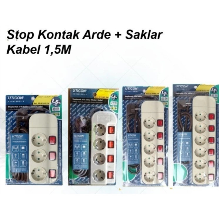 Uticon Stop Kontak Arde 3L 4L 5L 6L +  K 1.5M @SW ST 8382sw ST 8482sw ST 8582st ST 8682sw
