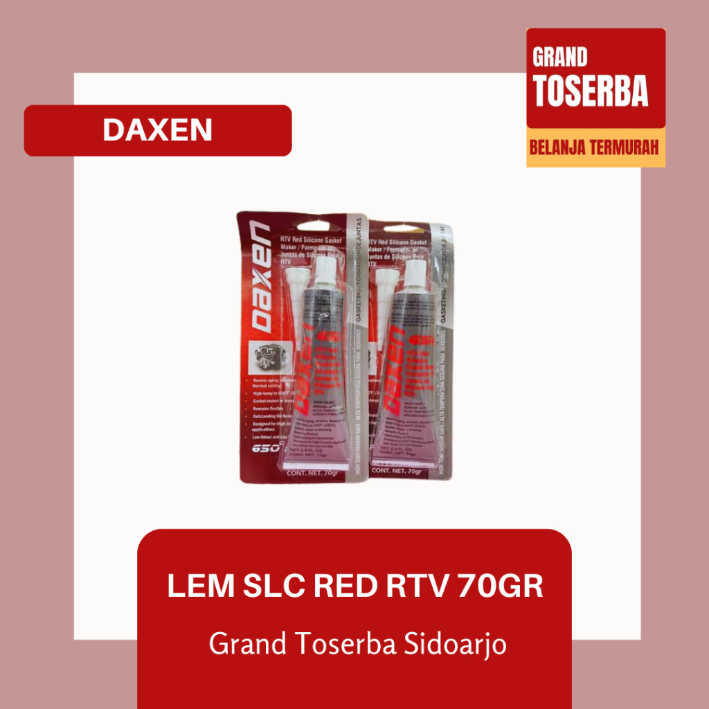 DAXEN LEM SSILICONRED RTV 70gr / LEM SILIKOM MERAH KUAT DAN TAHAN PANAS / LEM MESIN DAN PERALATAN