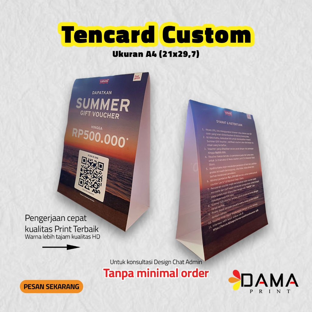 CETAK TENT CARD ART CARTOON / TENT CARD A4 A5 A6 / TENT CARD CUSTOM