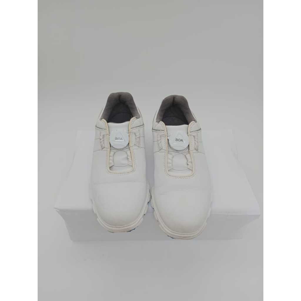 FootJoy Unisex-Child Pro|sl Boa Junior Golf Shoe, White/White/Blue, 1 Big Kid Like New