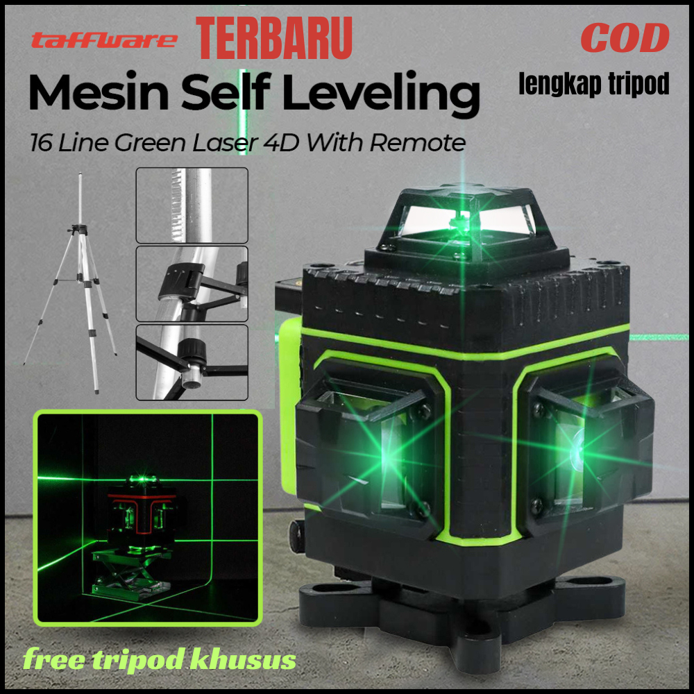 DISKON COD Hilda Laser Level Self Leveling 16 Line 4D IP54 with Remote FREE TRIPOD alat tukang promo