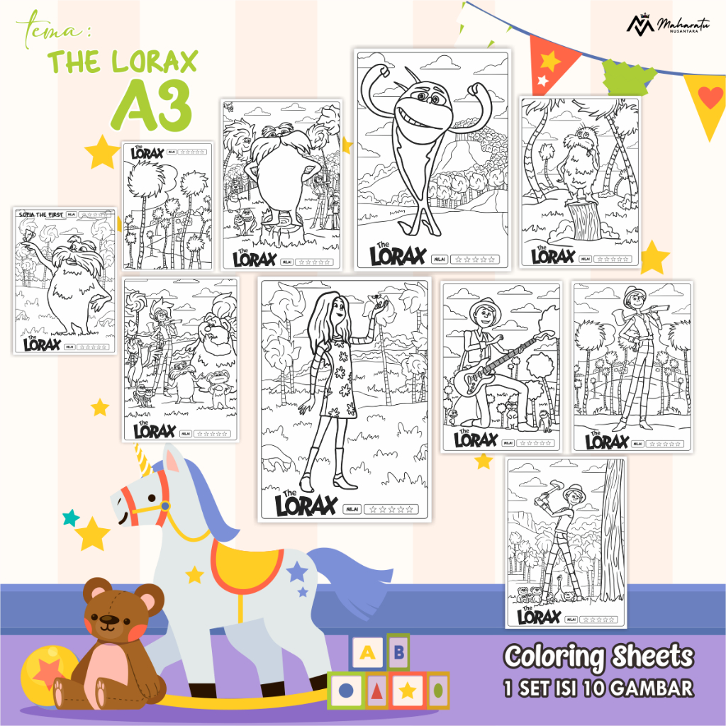 

[THE ROLAX] LEMBAR BER GAMBAR ANAK - KERTAS MEWARNAI ANAK - COLORING SHEETS UKURAN A3 READY STOCK