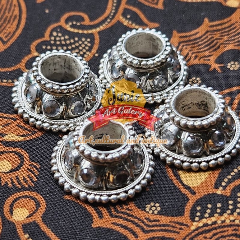 Mendak Perak Asli Permata Batu Yakud - Aksesoris Warangka