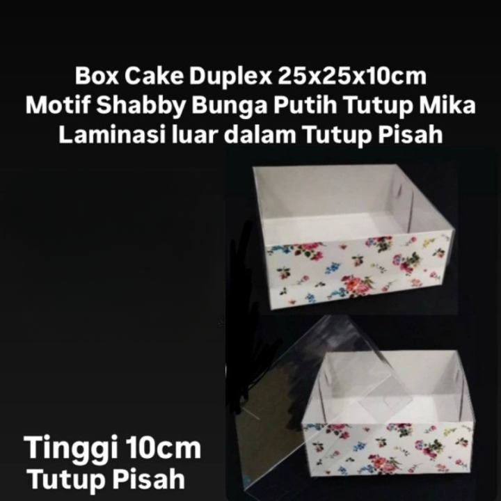 

10 pcs Kardus Packing Lapis Legit Box Cake Duplek Motif Shabby Tutup Mika Ukuran 25x25x10 cm