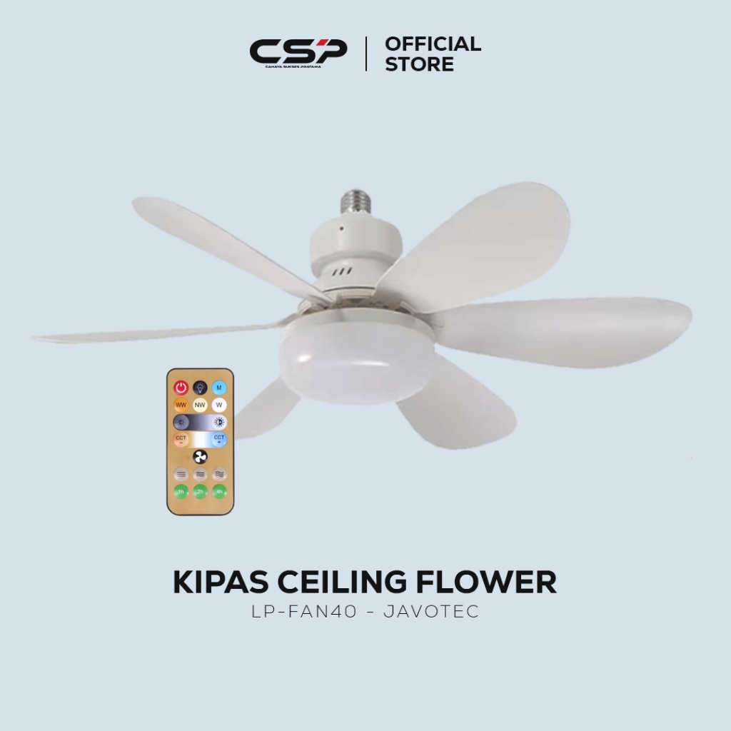 [CSP_MATSUKA] Lampu Kipas Gantung/Flower Fan Light E27 40W 6 Baling LED 3 Warna Cahaya