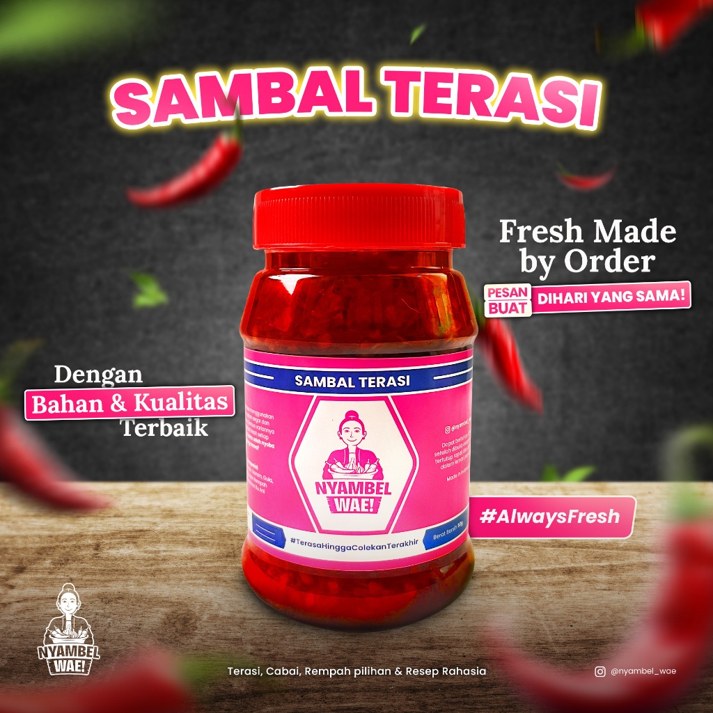 

Nyambel Wae - Sambel Terasi Kemasan Toples Sedang 250 Gram