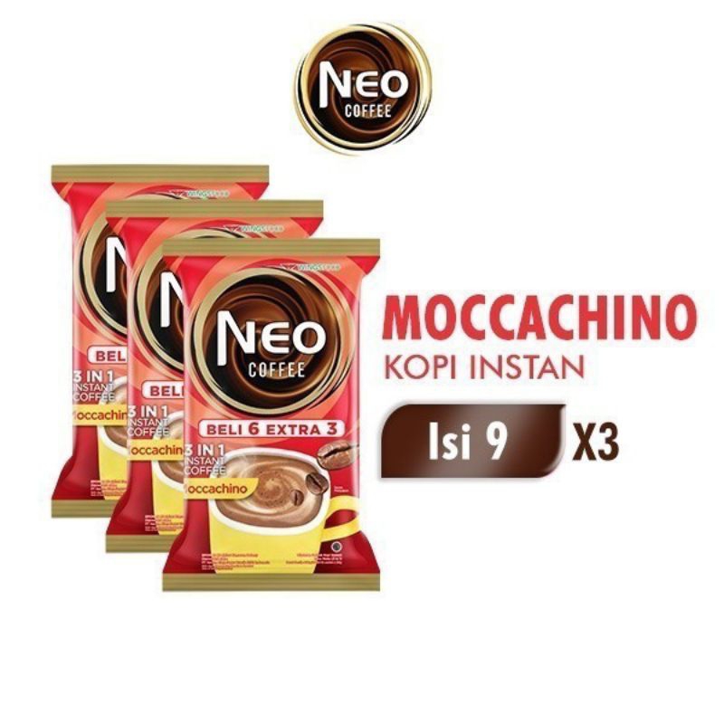 

Neo Coffe KOPI Instan Moccachino Pack 20gr isi 6+3pcs x 3