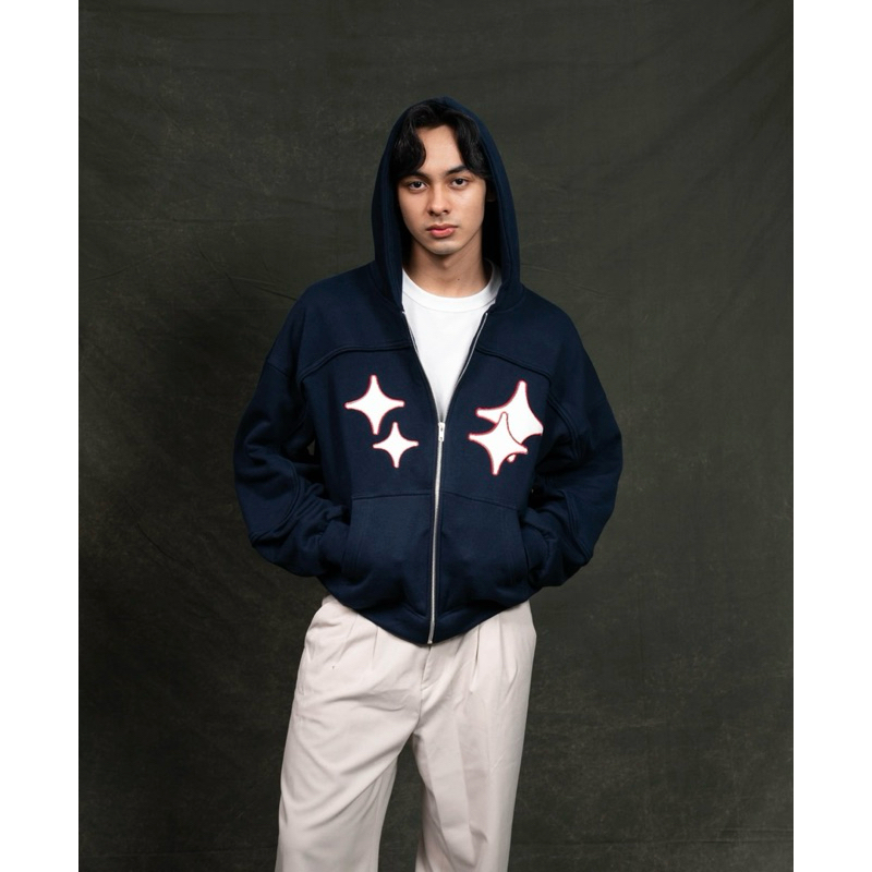 ZIP HOODIE DUSTLASTELLA MULTI PATCH NAVY