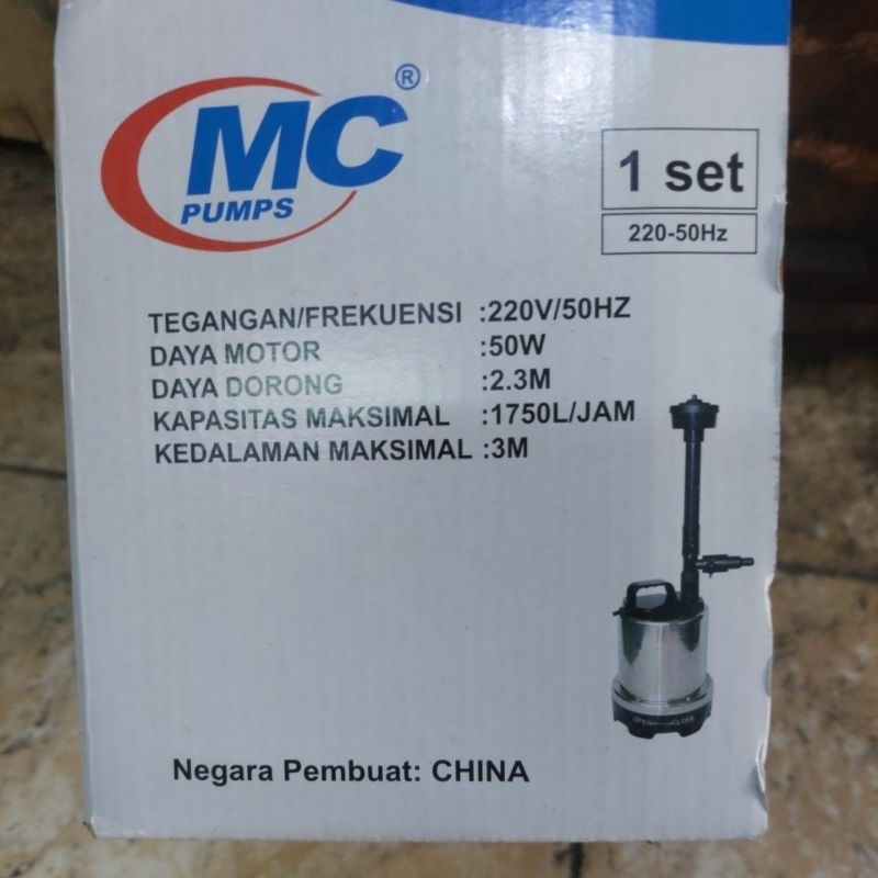pompa kolam ikan MC YN50 / pompa taman / pompa celup kecil / pompa celup 50watt