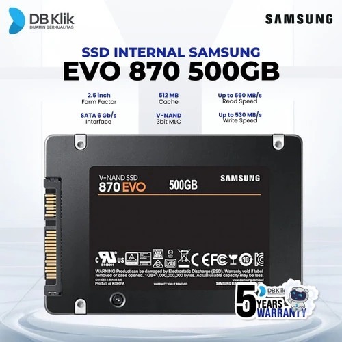 Samsung Ssd Evo 870 500Gb Sata 2.5" V Nand-Ssd Internal Evo870