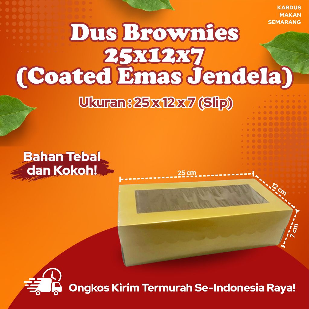Dus Brownies 25x12x7 Jendela Makanan 25cm x 12cm x 7cm Duplex Coated 12x25x7 Window Roti Box Berkat 