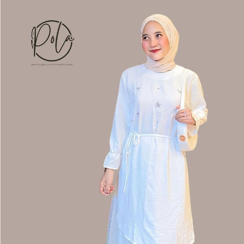 Pola Wear Raisa Tunik Payet Tali Pinggang /Atasan Wanita Lengan Panjang Multiways