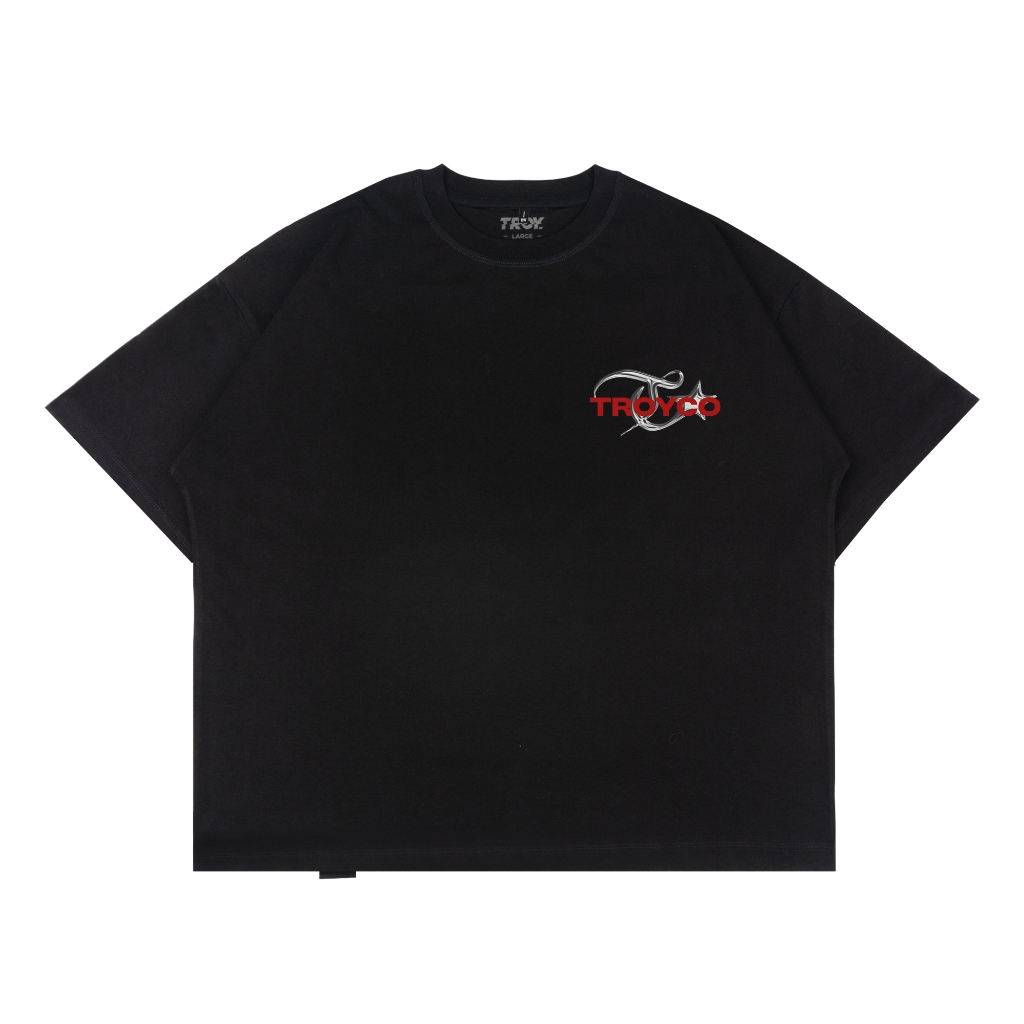 Troy Company Boxy Oversize Tshirt Black Crome - Kaos Boxy Oversize Hitam Lengan Pendek MBD 3111