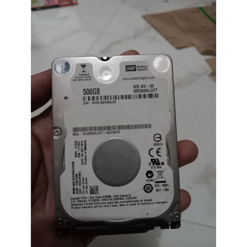 HDD LAPTOP WD SLIM 500GB . NORMAL SINTENIL 100%