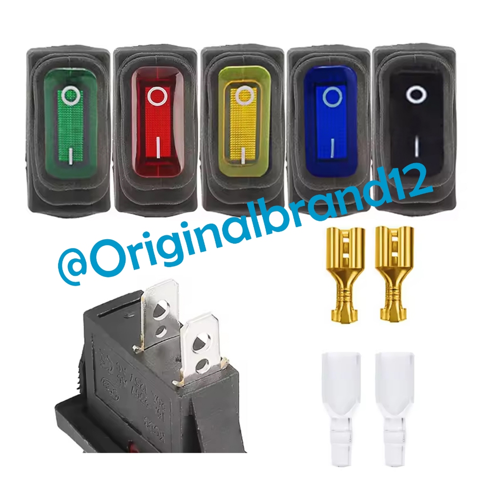 Saklar Waterproof Kecil Lampu ON OFF AC 2 Pin  Rocker Switch Anti Air 2 Kaki