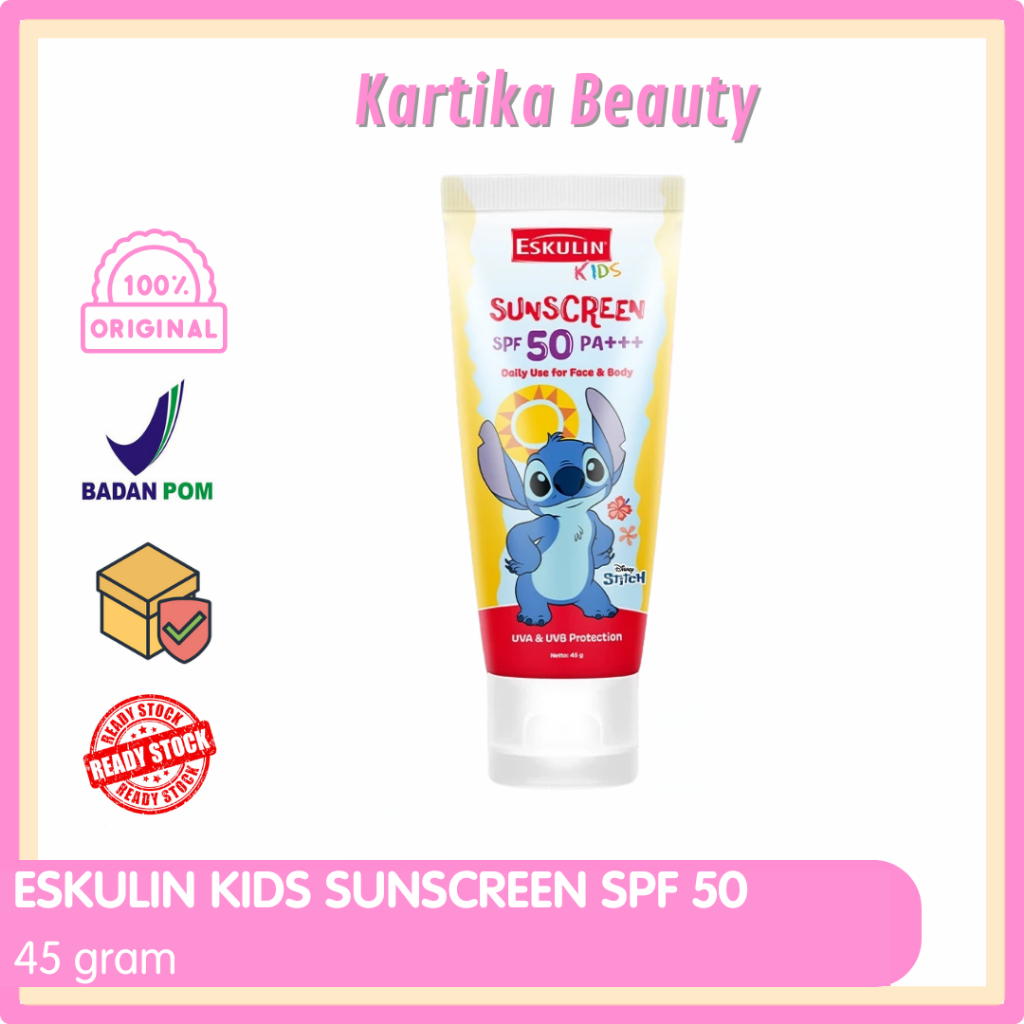 ESKULIN KIDS SUNSCREEN ANAK 45 GRAM SPF 50 PA+++ DAILY USE FOR FACE AND BODY | TABIR SURYA SUNBLOK G