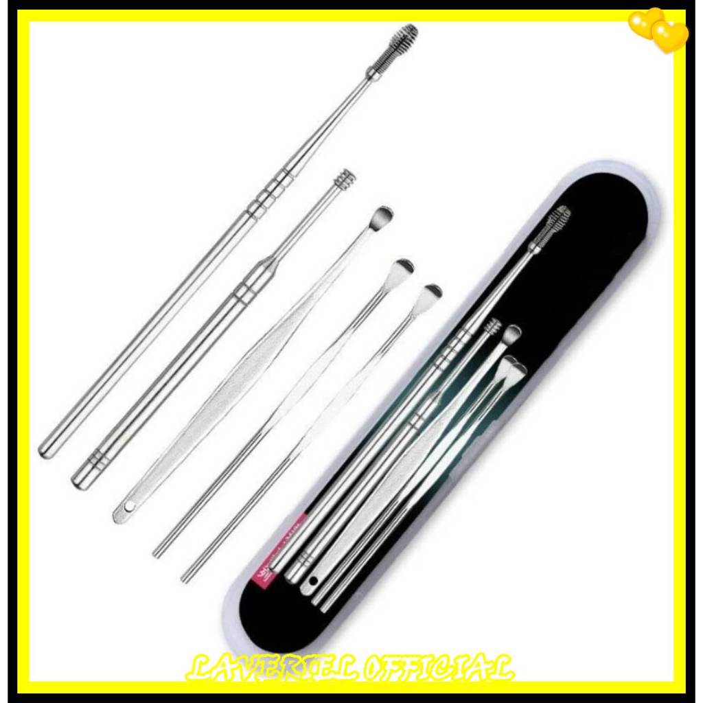 5PCS/SET ALAT PEMBERSIH TELINGA KOREK KUPING MEMBERSIHKAN KOTORAN TELINGA