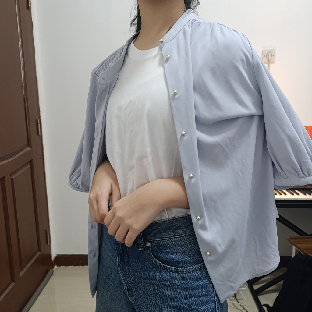 Baju Atasan Wanita Terbaru – Blouse Outer Polos Jepang Premium