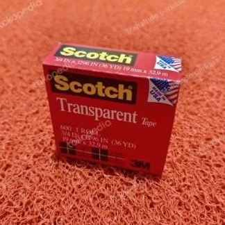 3M Scotch 600 isolasi transparent tape 3/4 inch 36 yrd