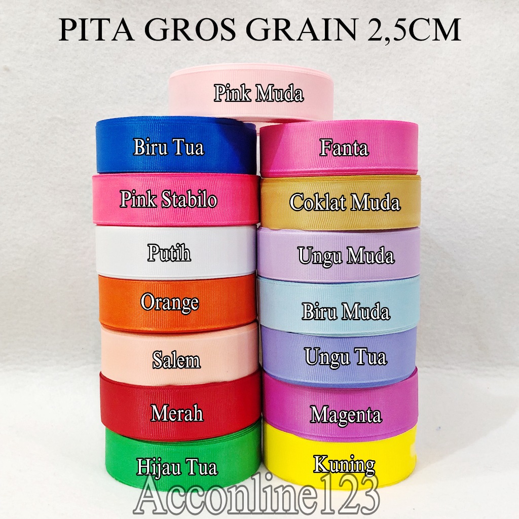 

Pita Grossgrain 1 Inch (2,5CM) / Pita Hiasan Parcel Souvenir Per Roll