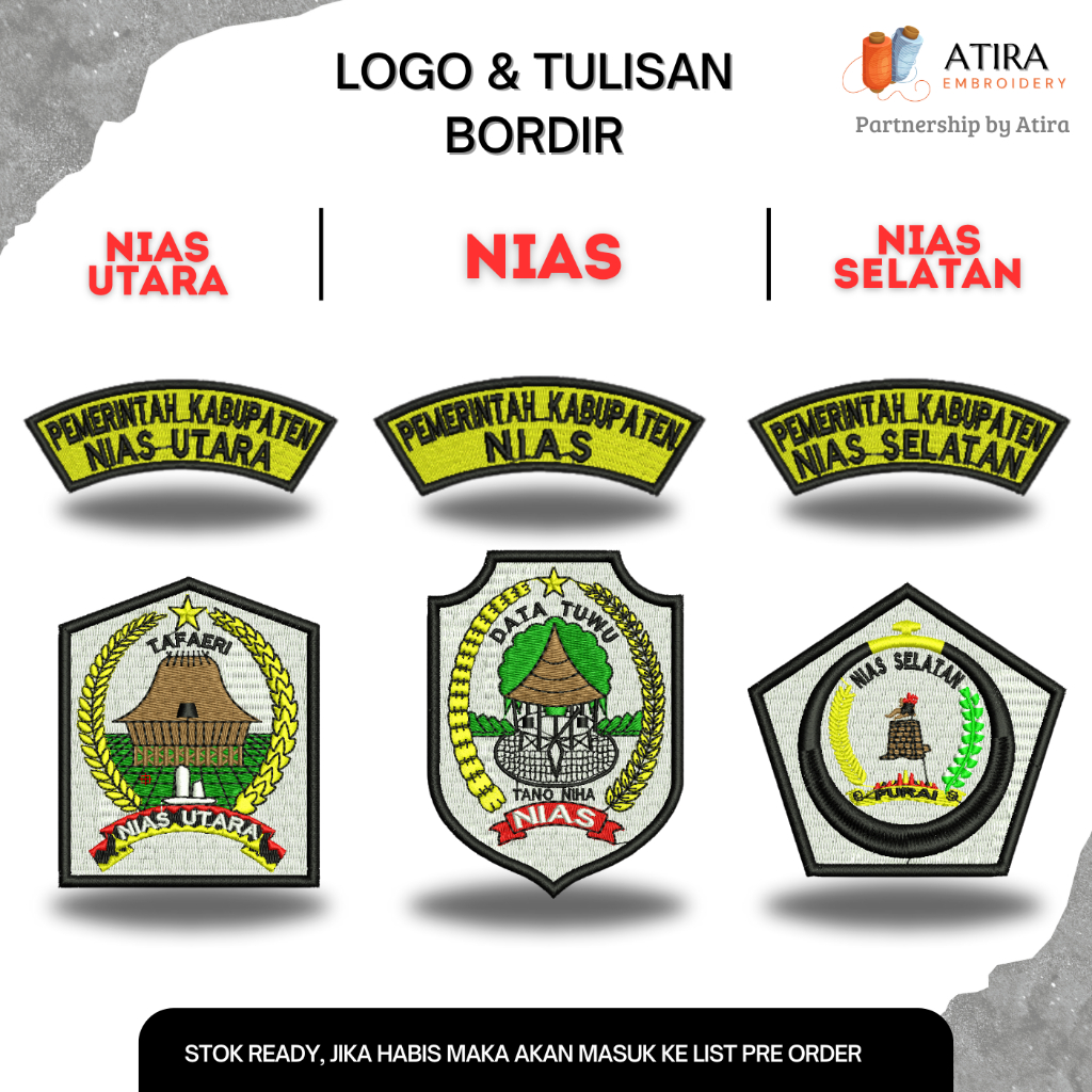 LOGO & TULISAN BORDIR PEMDA NIAS UTARA - NIAS - NIAS SELATAN
