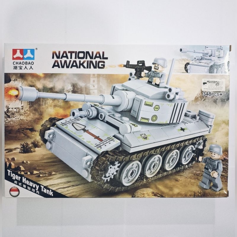 Mainan building blocks national awaking tiger heavy tank kendaraa tentara army chaobao 7584