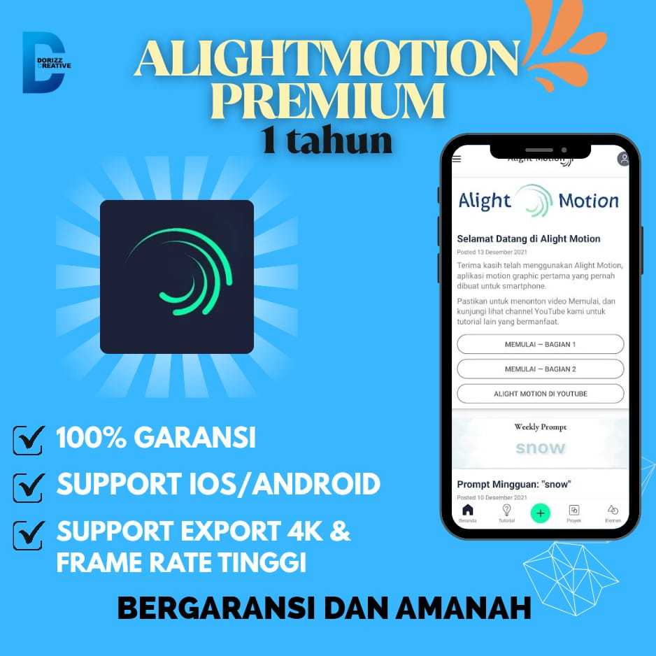 Alight Motion Premium Pro 1 Tahun Murah Bergaransi
