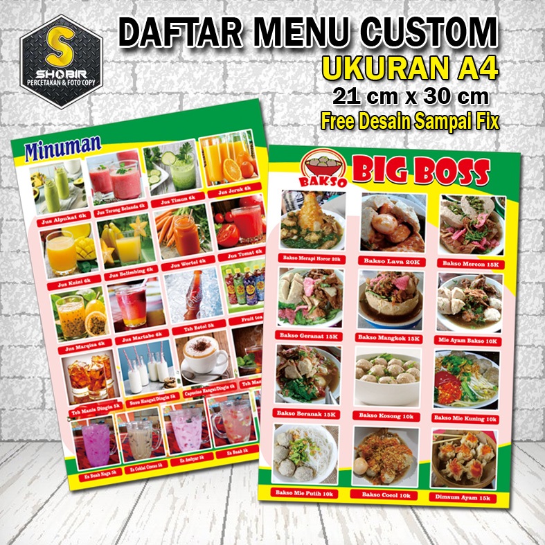 CETAK MENU MAKANAN TERMURAH