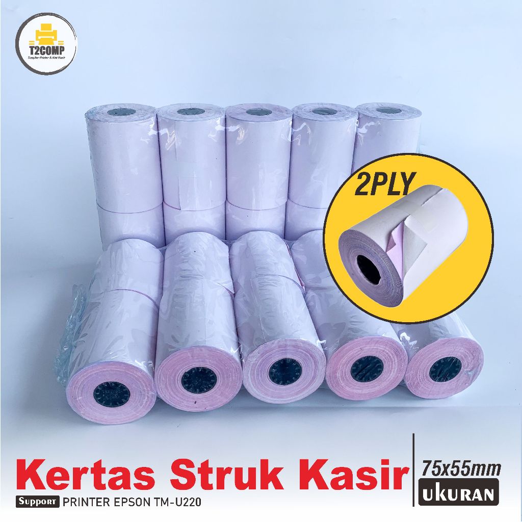 

Kertas Kasir 75 x 55 x 12 mm 2 ply / Kertas Kasir Printer Dot Matrix 2 ply / Kertas Roll 2 ply