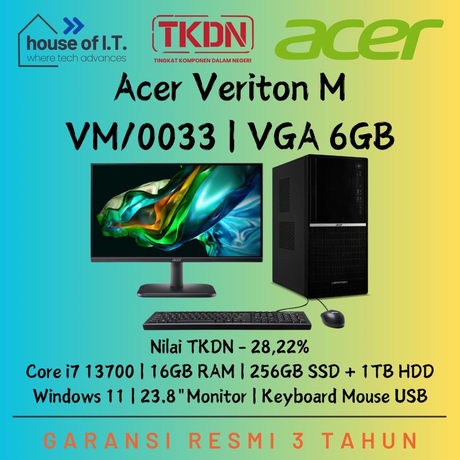 PC TKDN Acer Veriton M VM/0033 i7 13700 VGA 6GB 16/256GB SSD + 1TB HDD W11 23.8"FHD - PC ACER TKDN i