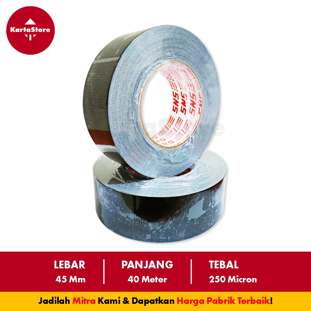 LAKBAN KAIN JUMBO / CLOTH TAPE HITAM / KUNING / PUTIH JUMBO 2 INCH X 40 METER SNS SUPER LENGKET