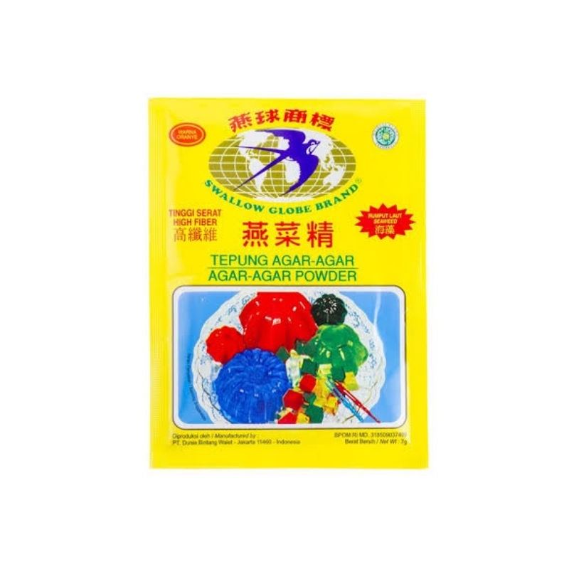 

Swallow Globe Agar-Agar (plain) 7 Gram [sachet]