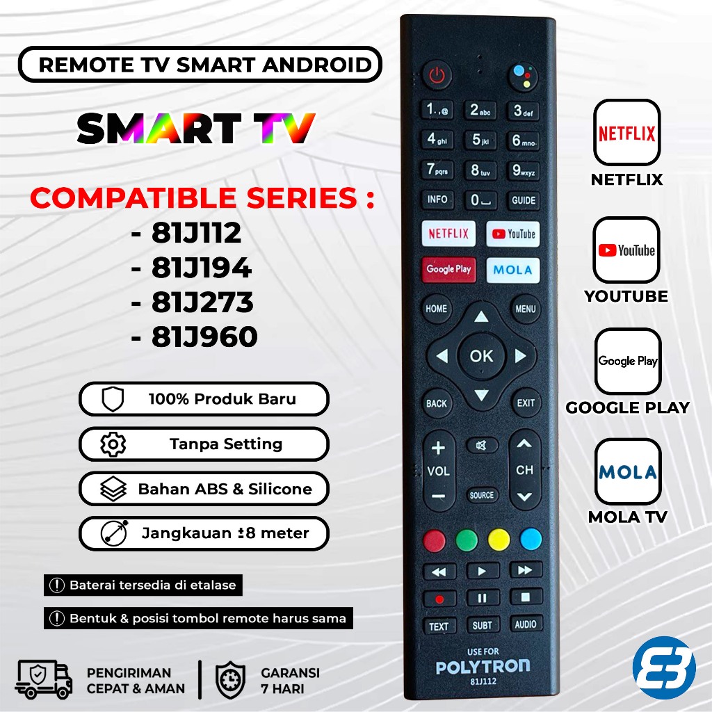 Voice Remot Remote Android TV POLYTRON Smart 81J112 81J194 81J273 81J960