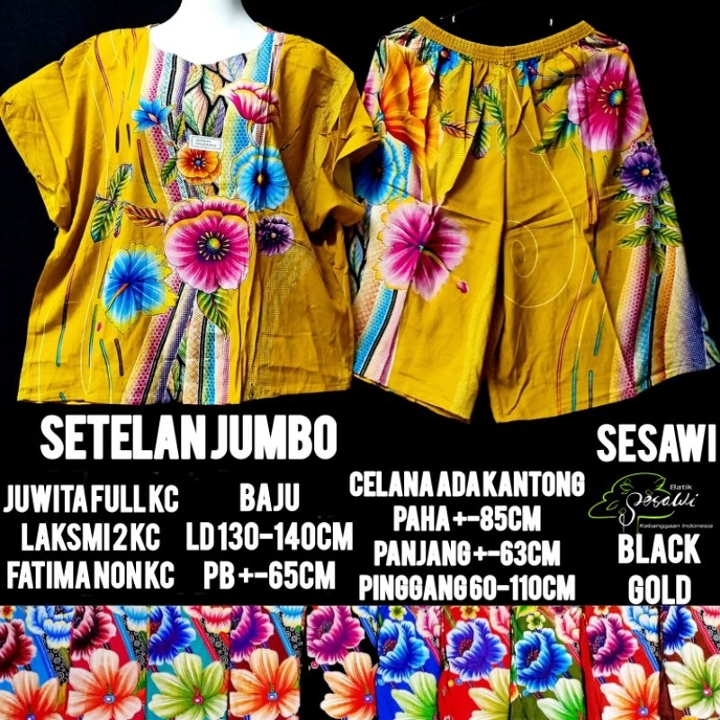 ❤️KU❤️ SETELAN JUMBO BATIK SESAWI ORIGINAL LAKSMI FATIMA JUWITA GROSIR SETELAN CELANA PENDEK RAYON C