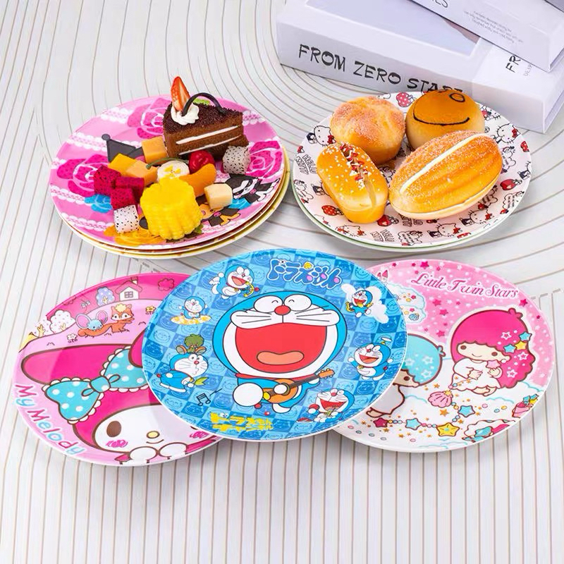 PREMIUM Piring Melamin Ceper Melody Kuromi Cinnamoroll Spiderman Diameter 20cm Piring Snack Anak
