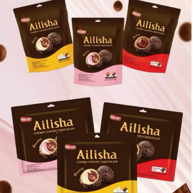 

Ailisha Golden Chocolate & Ailisha Cookie Coated Chocolate / Coklat Cookies Ball Aneka Rasa