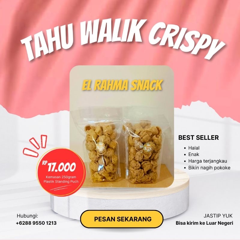 

TAHU WALIK CRISPY KEMASAN 250GRAM GURIH KRIUKNYA BIKIN NAGIH HARGA MURAH