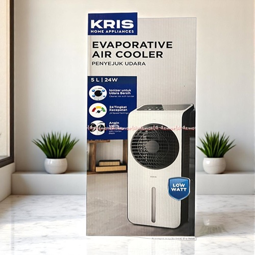 Kris 5L Evaporative Air Cooler 24watt Penyejuk Udara Portable Ionizer Untuk Udara Bersih Krisbow AC 