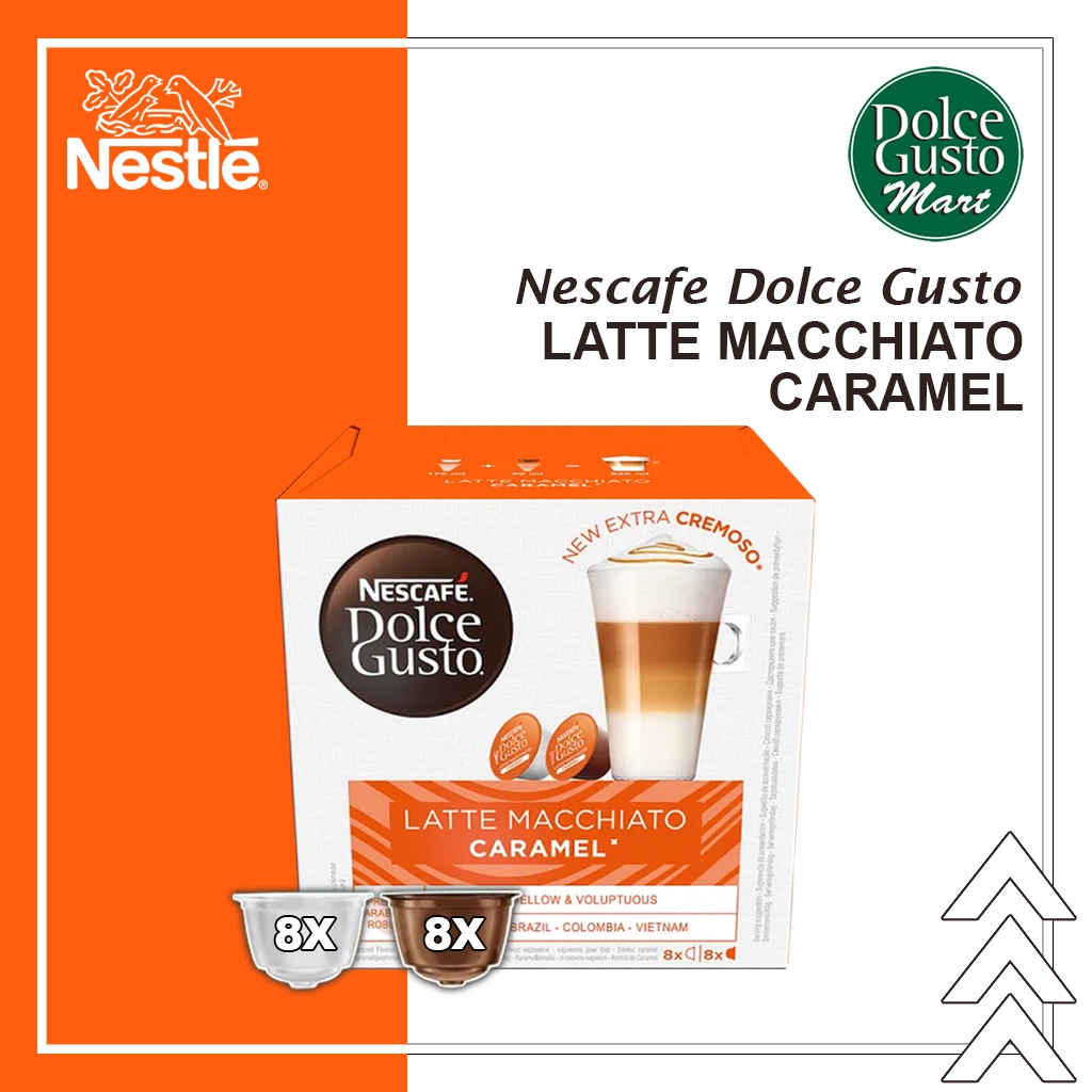 

Capsule Nescafe Dolce Gusto Latte Macchiato Caramel - Kopi Susu Machiato Kapsul Import