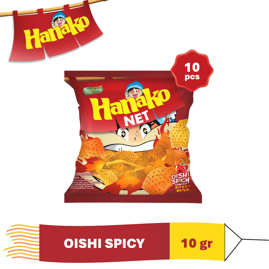 

Hanako Net Snack Oishi Spicy 10 x 10 gr