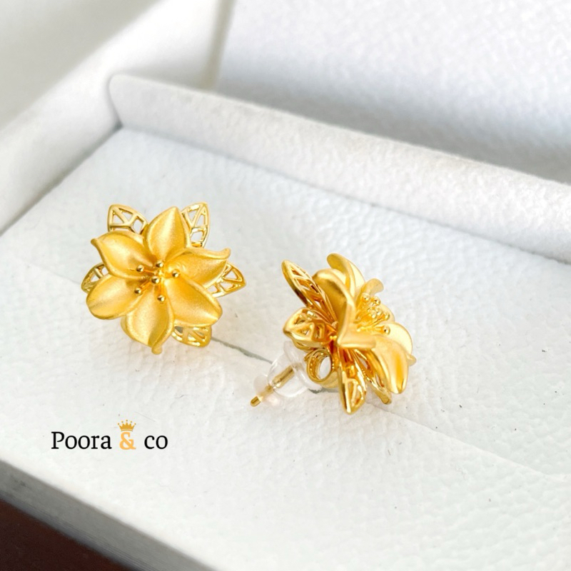 Anting Stud Model Kendari Tembaga Lapis Emas asli