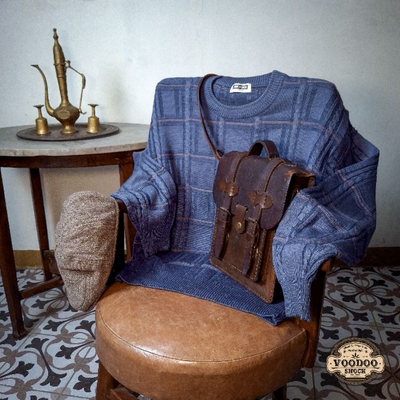 VOODOO - 329 - Vintage Classic Cables with Stripes Pattern Knit Crewneck Sweater Mr. York